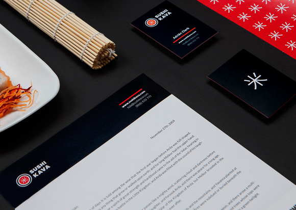 Diseño de branding y menú para Sushi Kava Diseño de marca, diseño de logotipos, branding en Monterrey