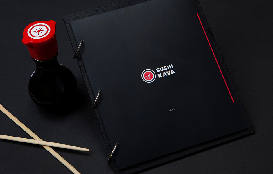 Diseño de branding y menú para Sushi Kava Diseño de marca, diseño de logotipos, branding en Monterrey